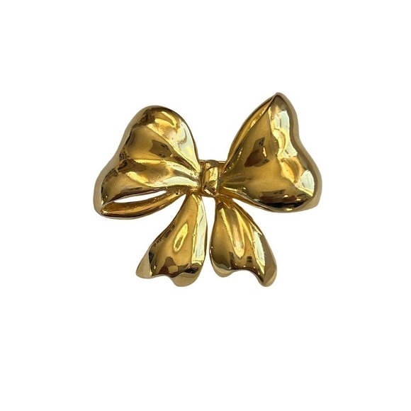 Gold-tone Bow Brooch - Vintage - Picture 1 of 3
